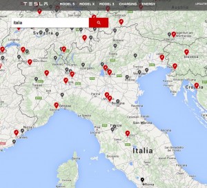 La mappa dei Supercharger e dei Charging partner in Italia