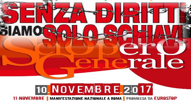 Sciopero generale il 10 novembre