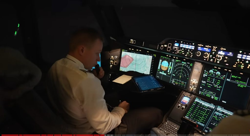 Volare sul Polo Nord tra buio e atmosfere uniche video cabina comando A350