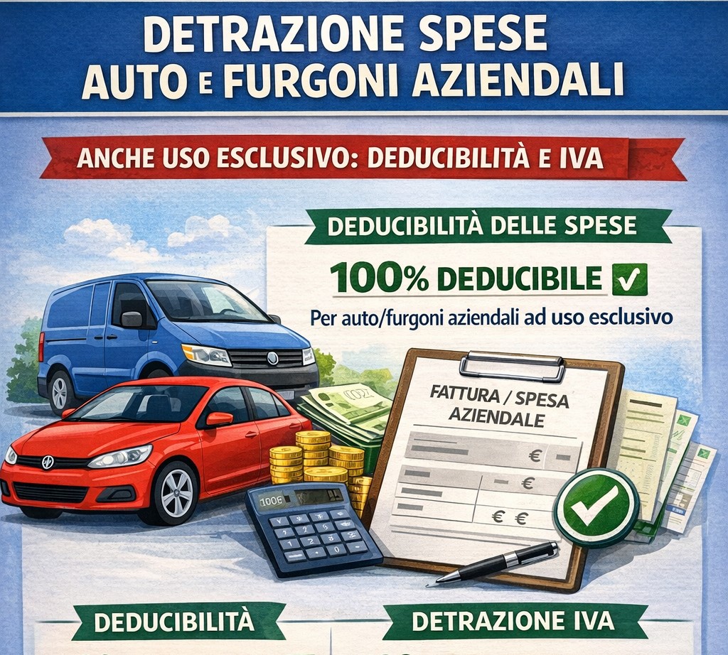 Detrazione auto aziendale 2026, benefit uso esclusivo deducibilità e IVA